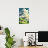 Rustic Refuge Cottage Beneath the Summer Clouds Poster (Heimbüro)