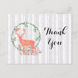 Rustic Reindeer Boho Watercolor Vielen Dank Postkarte