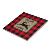Rustic Reindeer Red Buffalo Kariert Familienname Fliese (Seite)