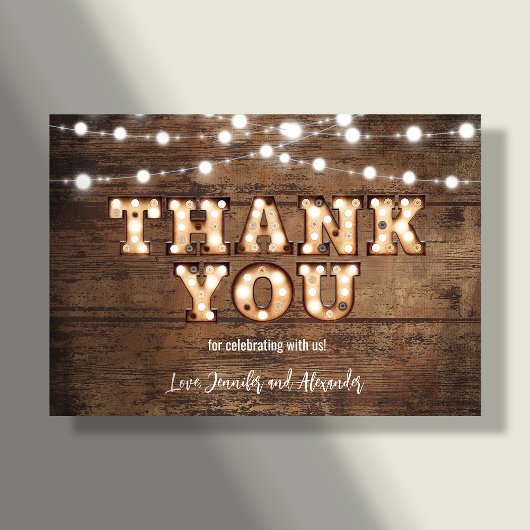Rustic Retro Engagement Party Dankeskarte