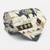 Rustic Rhino Tribal Pattern (1) Krawatte (Gerollt)