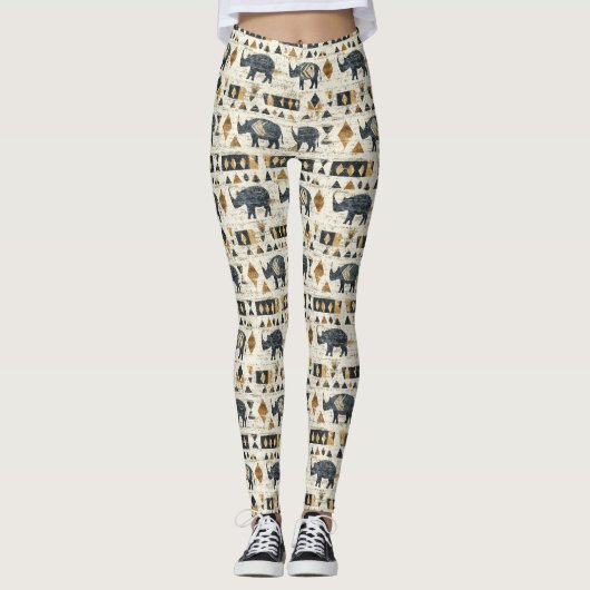 Rustic Rhino Tribal Pattern (1) Leggings (Vorderseite)