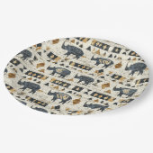 Rustic Rhino Tribal Pattern (1) Pappteller (Schrägansicht)