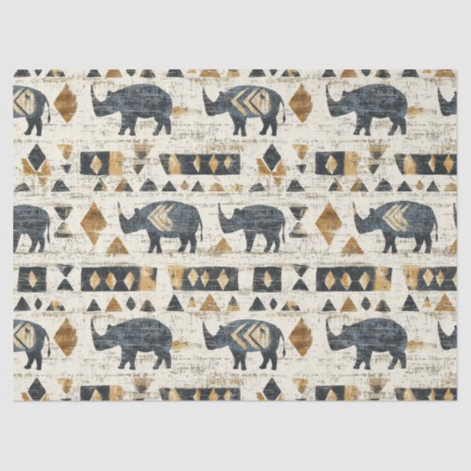 Rustic Rhino Tribal Pattern (1) Seidenpapier (Vorderseite)