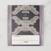 Rustic Ribbon & Lace - Lavendel Platzkarte (Außenseite Aufgefaltet)