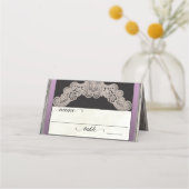 Rustic Ribbon & Lace - Lavendel Platzkarte (Vorderseite)