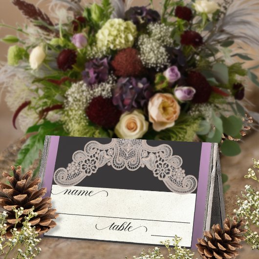 Rustic Ribbon & Lace - Lavendel Platzkarte