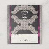 Rustic Ribbon & Lace - Pflaume Platzkarte (Außenseite Aufgefaltet)