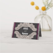 Rustic Ribbon & Lace - Pflaume Platzkarte (Rückseite)