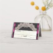 Rustic Ribbon & Lace - Pflaume Platzkarte (Vorderseite)