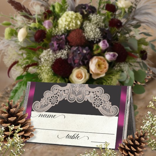 Rustic Ribbon & Lace - Pflaume Platzkarte