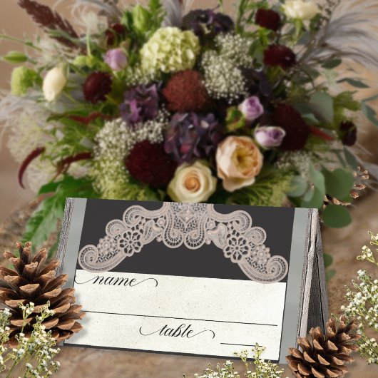 Rustic Ribbon & Lace - Salbei Platzkarte