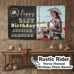 "Rustic Rider" Pferde Geburtstags-Fotobanner Banner