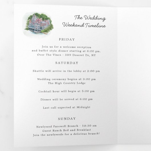 Rustic River Wedding Program Dreifach-gefaltete Programmkarte (Innen Erste Seite)