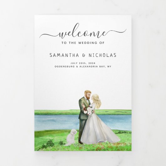 Rustic River Wedding Program Dreifach-gefaltete Programmkarte (Cover)