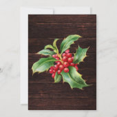 Rustic Robin und Holly Wreath Weihnachten Einladung (Rückseite)