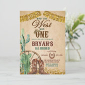 Rustic Rodeo Cowboy Erstgeburtstag Einladung (Stehend Vorderseite)