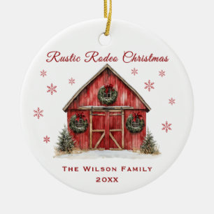 Rustic Rodeo Roter Barn Weihnachten Keramik Ornament