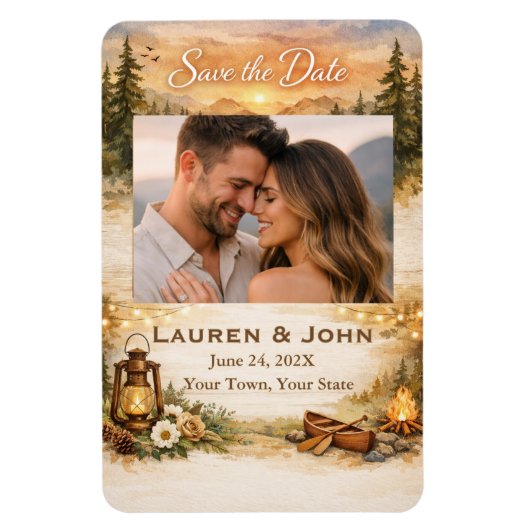 Rustic Romance Photo Save The Date Wedding Magnet (Vertikal)