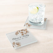 Rustic Romance Wedding Glass Coasters Glasuntersetzer (Schrägansicht)