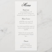 Rustic Romance Wedding Menu Menükarte (Rückseite)