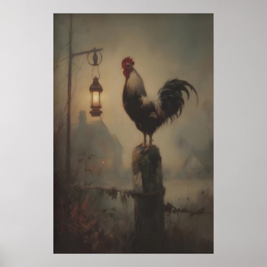 Rustic Rooster Art Printable Gothic Lantern Poster (Vorne)