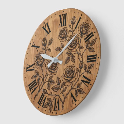 Rustic Rose Garden Wall Clock  Große Wanduhr (Winkel)