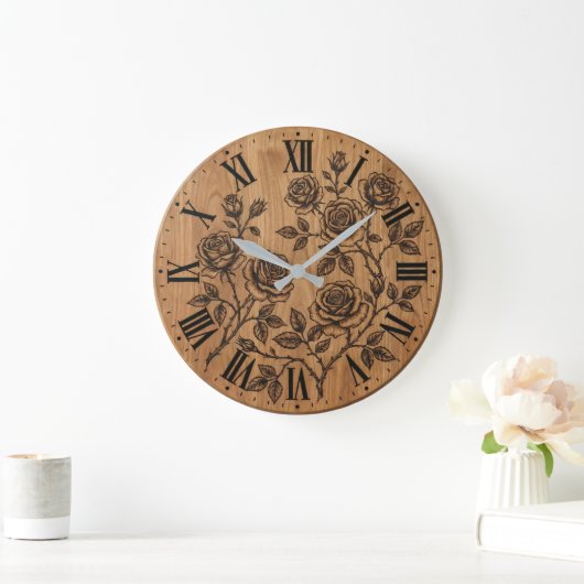Rustic Rose Garden Wall Clock  Große Wanduhr (Zuhause)