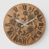 Rustic Rose Garden Wall Clock  Große Wanduhr (Vorderseite)