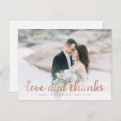 Rustic Rose Gold Wedding Foto Vielen Dank Postkarte (Vorne/Hinten)