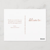 Rustic Rose Gold Wedding Foto Vielen Dank Postkarte (Rückseite)