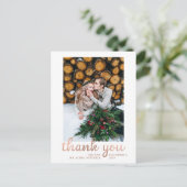 Rustic Rose Gold Wedding Foto Vielen Dank Postkarte (Stehend Vorderseite)