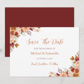 Rustic Rose und Chrysanthemen Herbsthochzeit Save The Date (Vorne/Hinten)