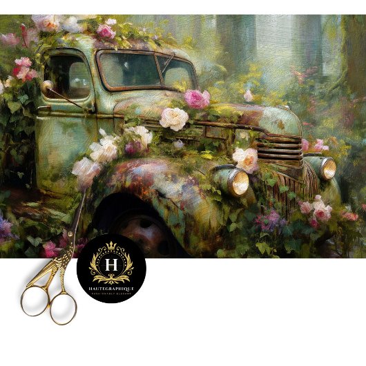 Rustic Rose Vine Truck Decoupage Seidenpapier
