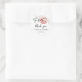 Rustic Roses Minimalist Wedding Thank You Runder Aufkleber (Tasche)