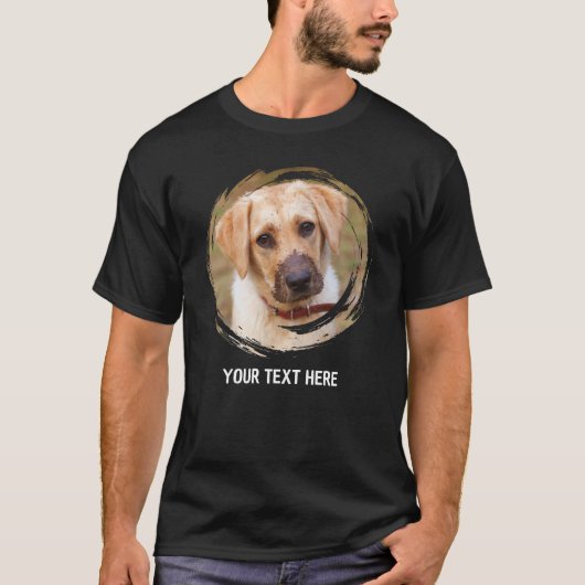 Rustic Round Photo and Text T-Shirt (Vorderseite)