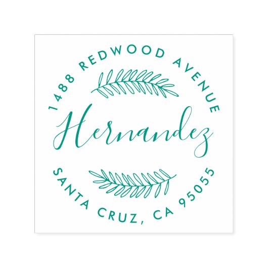 Rustic Round Wreath Stilvolle Script-Rücksendeadre Permastempel (Design)