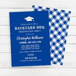 Rustic Royal Blue Backyard GRILLEN Graduation Part Einladung