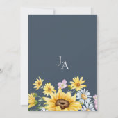 Rustic Royal Blue Opulence Sonnenblumen Hochzeit Einladung (Rückseite)