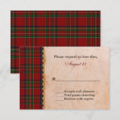 Rustic Royal Stewart Kariert Wedding RSVP Karte (Vorne/Hinten)