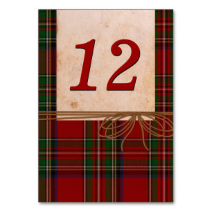 Rustic Royal Stewart Kariert Wedding Tischnummer