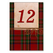 Rustic Royal Stewart Kariert Wedding Tischnummer (Rückseite)