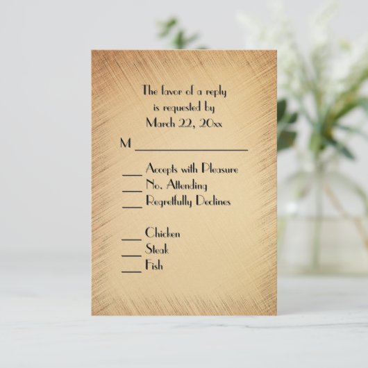 Rustic RSVP with Menu Choice Karte (Stehend Vorderseite)