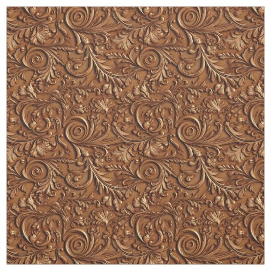 Rustic saddle brown tooled leather stoff (Muster)