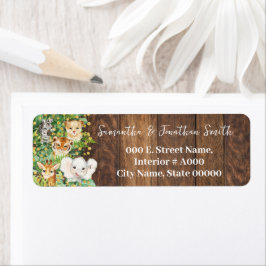 Rustic Safari Animals Baby Dusche Rücksendeadresse