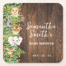Rustic Safari Animals Gold Baby Dusche Party Dekor Rechteckiger Pappuntersetzer