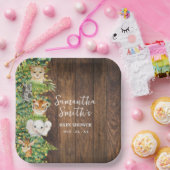 Rustic Safari Animals Gold Glitzer Baby Dusche Pappteller (Party)