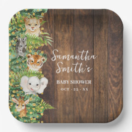 Rustic Safari Animals Gold Glitzer Baby Dusche Pappteller