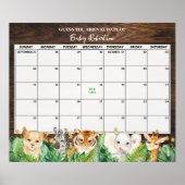 Rustic Safari Baby Guess Due Date Calendar Poster (Vorne)