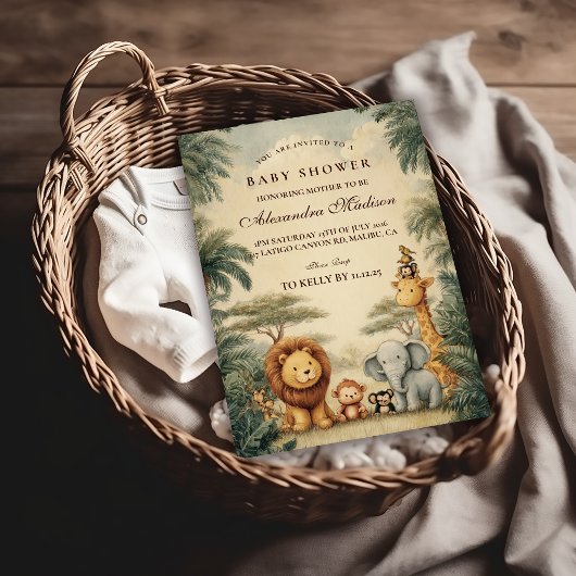 Rustic Safari Friends Baby Shower Einladung
